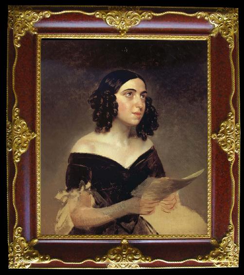framed  Karl Briullov Portrait of Anna Petrova, Ta119-3